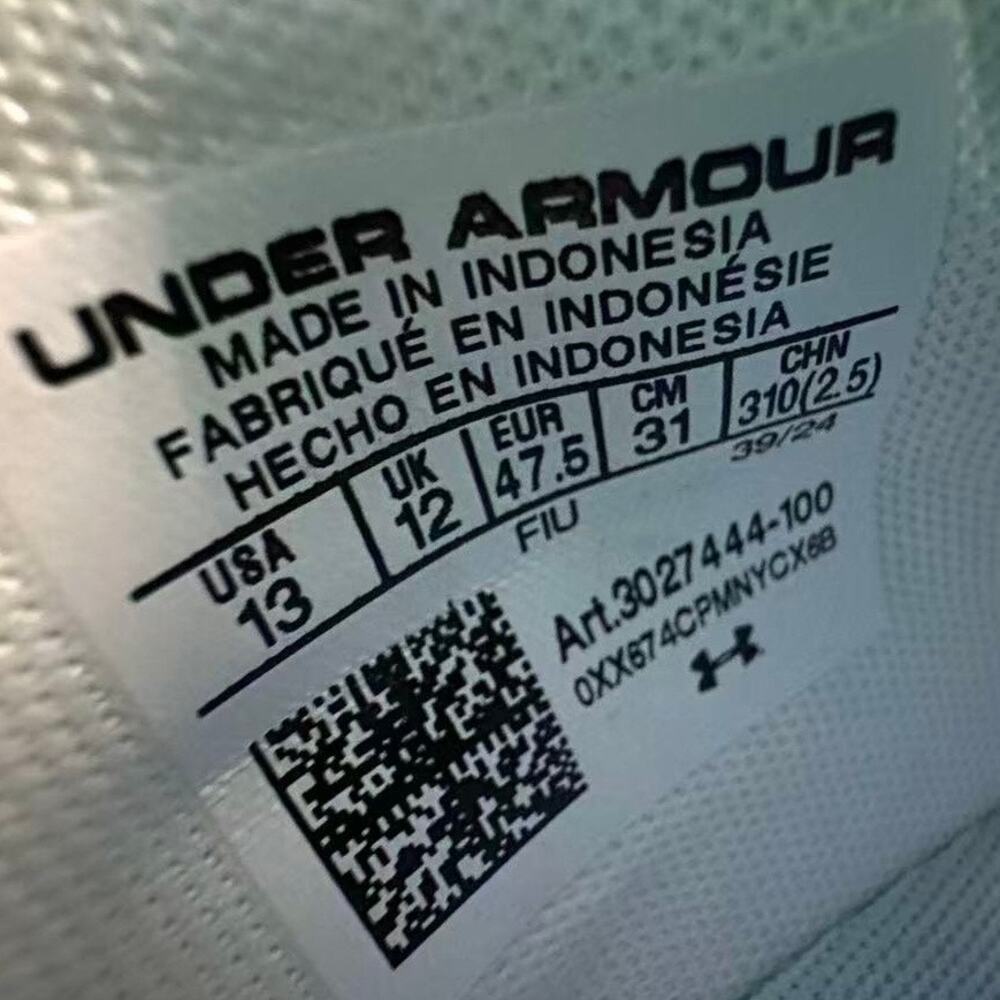 UNDER ARMOUR MEN'S 13 HARPER 9 PRO TPU CLEATS WHITE GRAY GOLD 3027444-100 NWOB - Picture 7 of 7